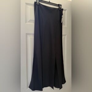 Ralph Lauren Black Satin side slit midi Skirt